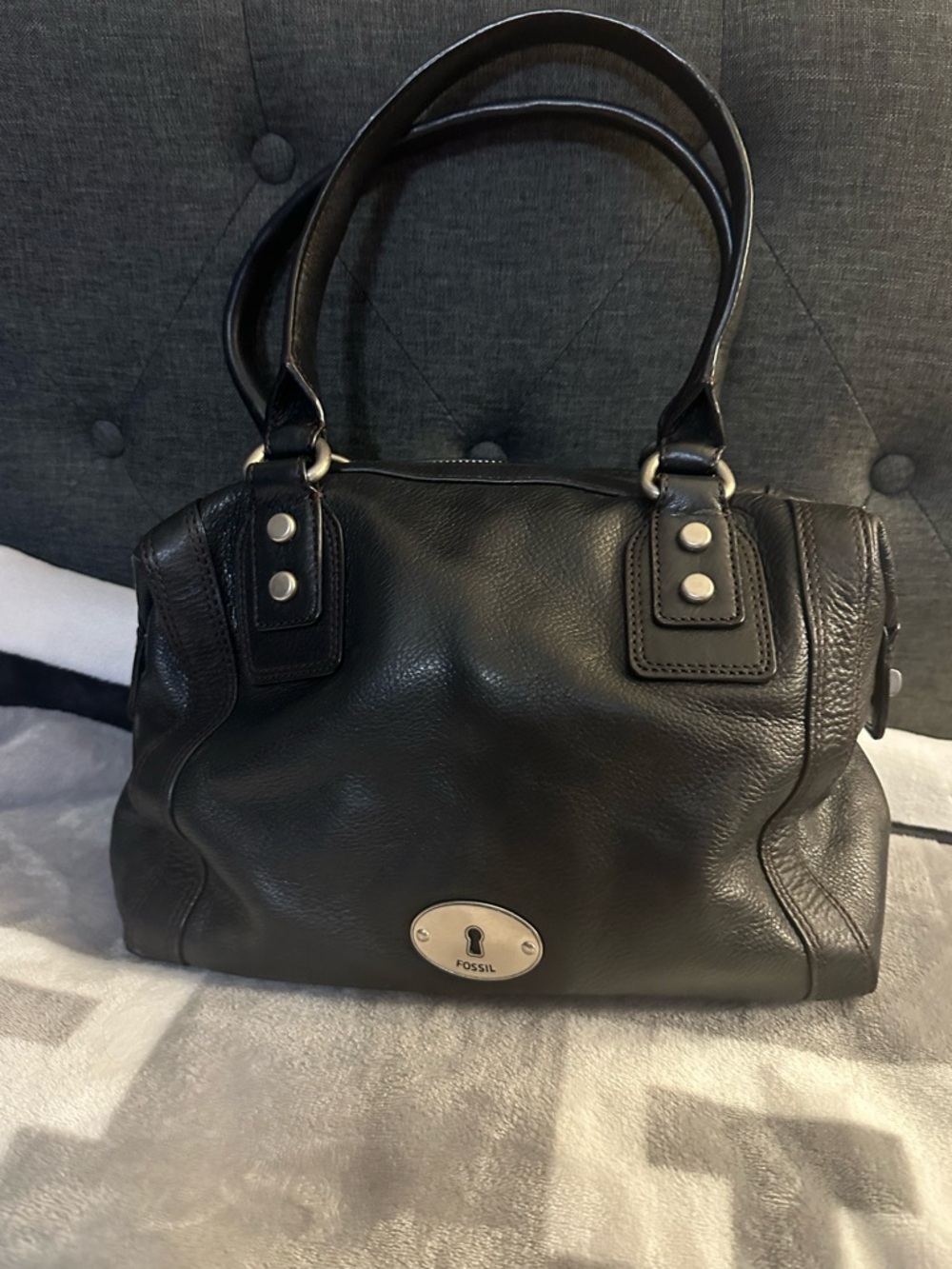 Fossil Marlow Black Pebbled Leather Women's Satchel
